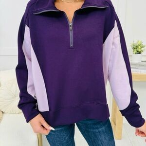 Purple and Lavender Women's Quarter-Zip Top